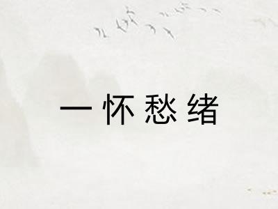 一怀愁绪